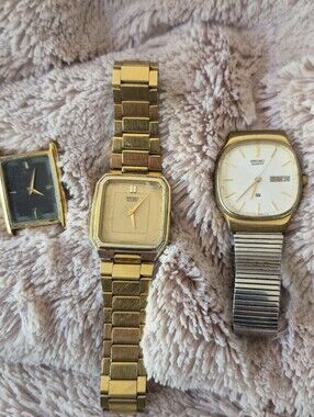 3 Non Working SEIKO JAPAN Watches For Parts Only Watch Vintage Lot Gold Tone